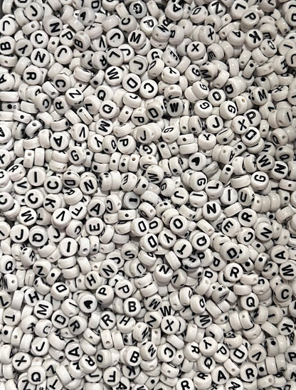 White Alphabet Beads