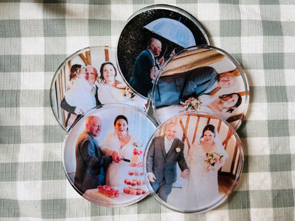 Personalised Photo Resin Wedding Keepsake Coasters