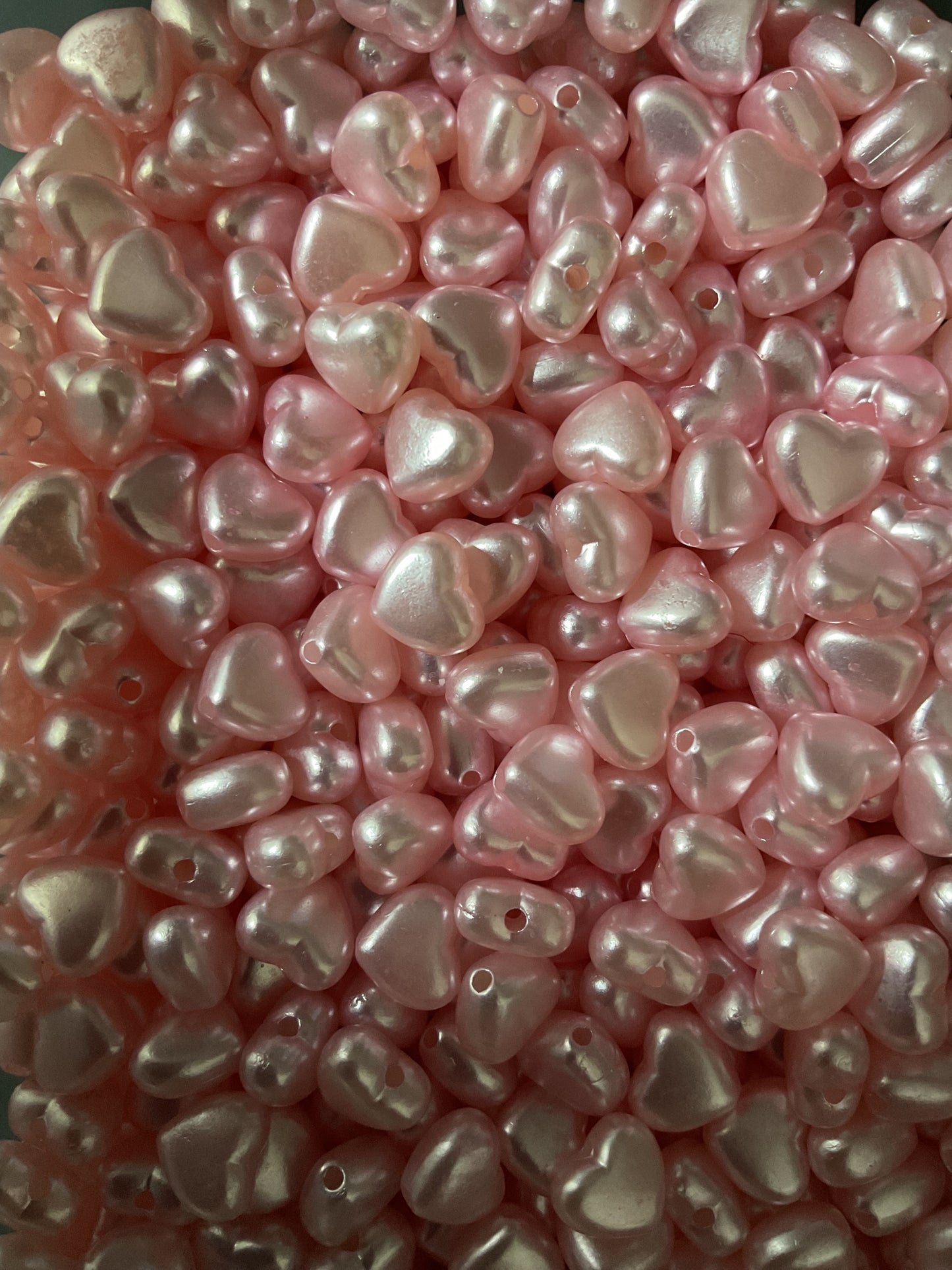 Pink Pearl Heart Beads