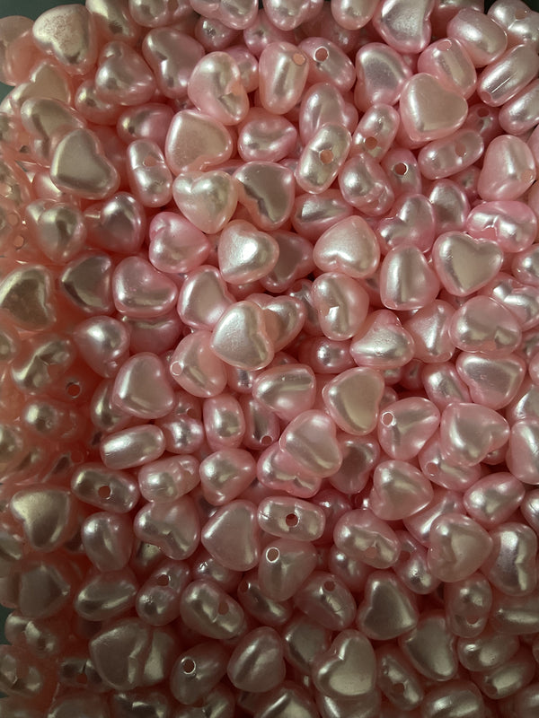 Pink Pearl Heart Beads