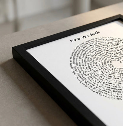 Personalised Song Lyrics Keepsake Frame