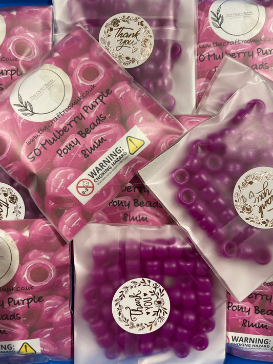 Mulberry Purple Pony Beads