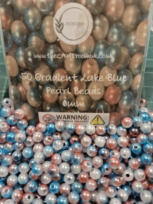 Gradient Lake Blue Pearl Beads - The Craft Room UK