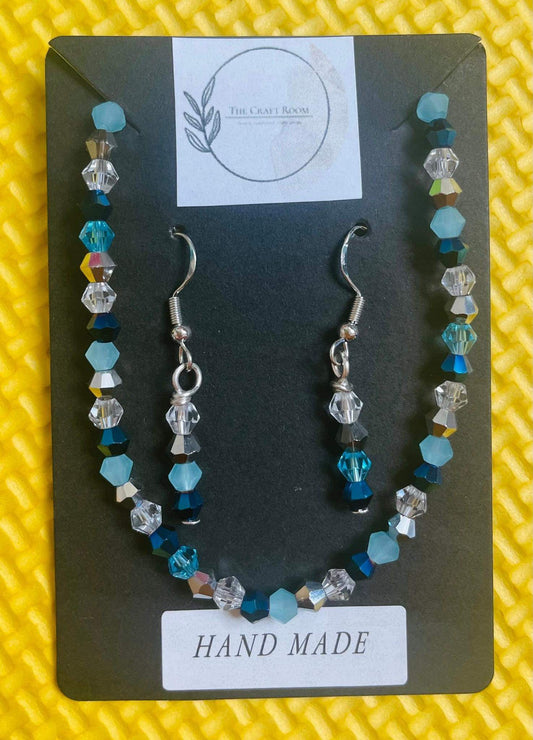 Elegant Blue Necklace and Earrings set