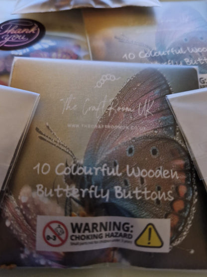 Colourful Wooden Butterfly Buttons