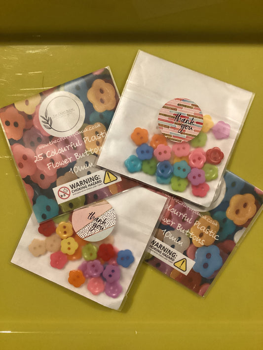 Colourful Plastic Flower Buttons