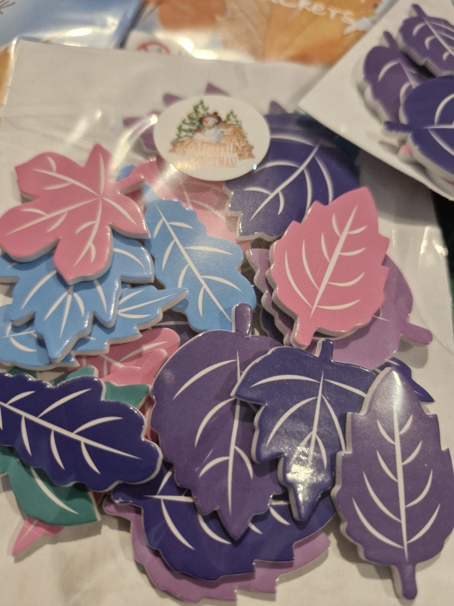 Winter Leaf Foam Stickers