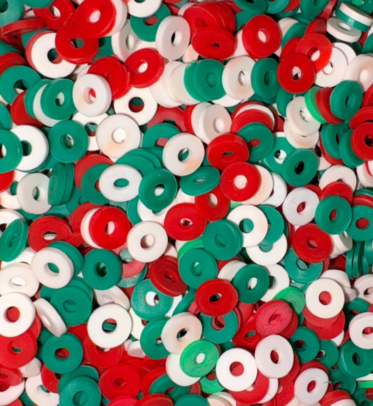 Festive Christmas Clay Disc Beads