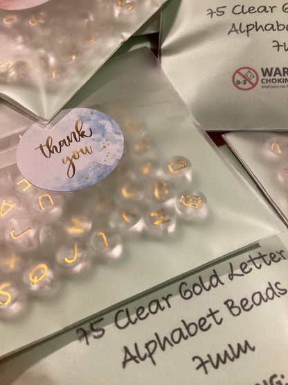 Clear Gold Letter Alphabet Beads - The Craft Room UK
