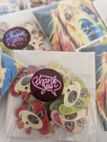 Colourful Wooden Dog Buttons
