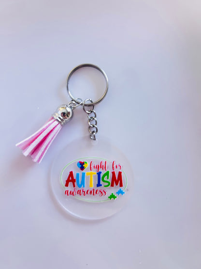 Acrylic Autism Awareness Keyring