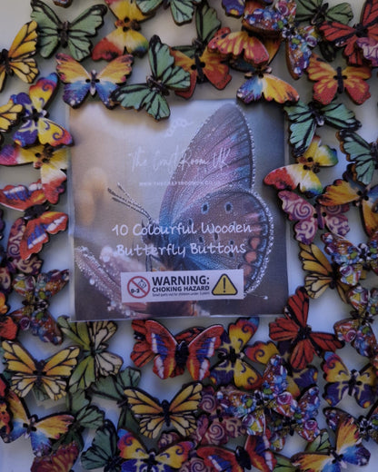Colourful Wooden Butterfly Buttons