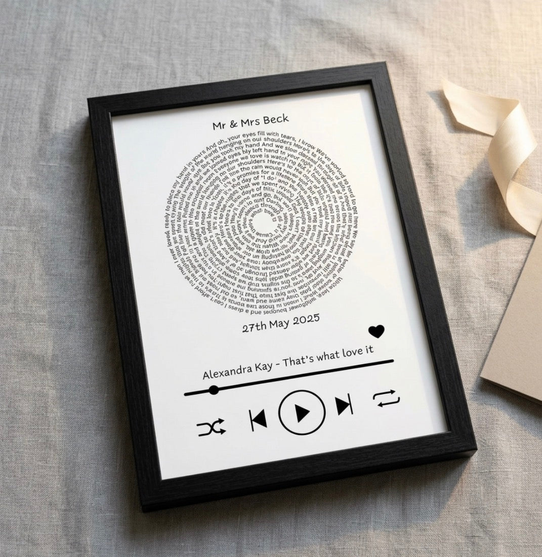Personalised Song Lyrics Keepsake Frame