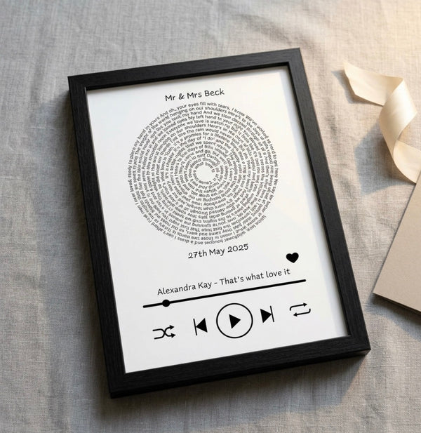 Personalised Song Lyrics Keepsake Frame