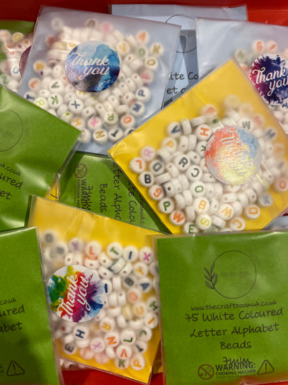 White Colourful Alphabet Beads - The Craft Room UK