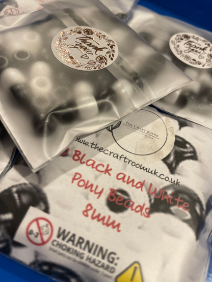 Black and White Pony Beads