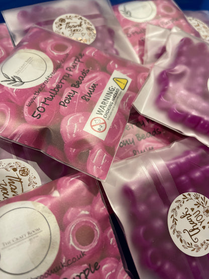 Mulberry Purple Pony Beads