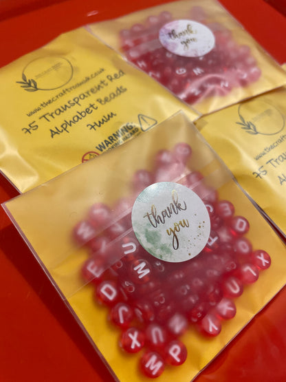 Transparent Red Alphabet Beads