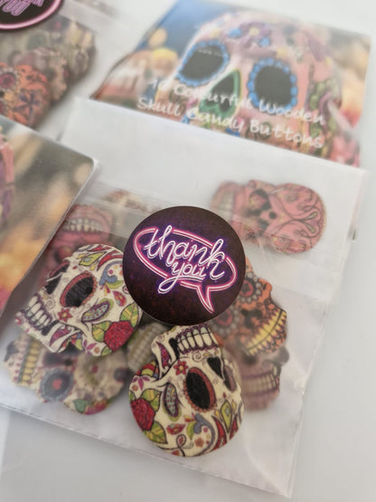 Colourful Wooden Skull Candy Buttons