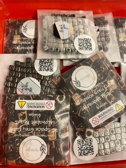 Space Grey Cube Alphabet Beads - The Craft Room UK