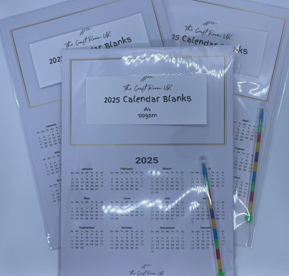 A4 2025 Blank Calendars