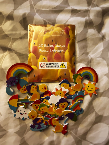 Rainy Day Duckies Foam Stickers