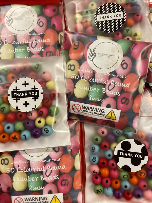 Colourful Round Number Beads - The Craft Room UK