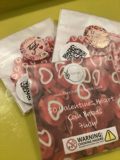 Valentines Heart Coin Beads