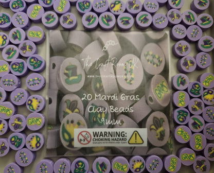Mardi Gras Polymer Clay Beads