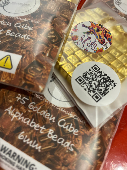 Golden Cube Alphabet Beads - The Craft Room UK