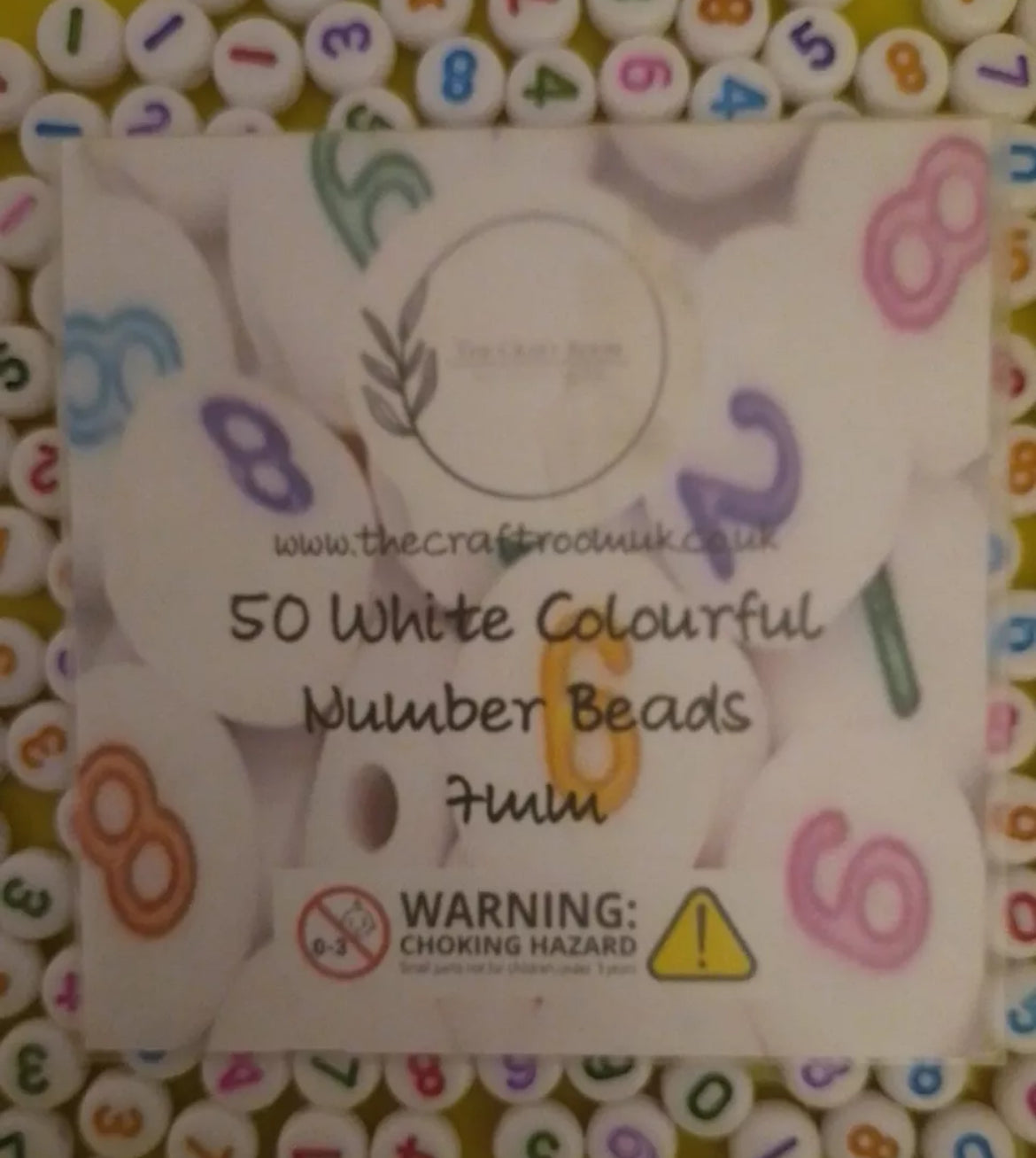 White Colourful Number Beads