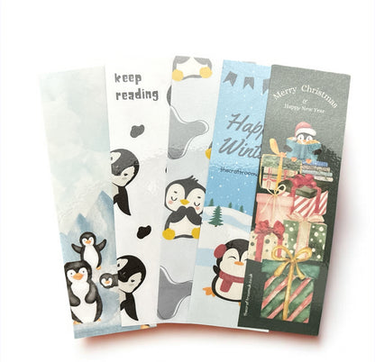 Christmas Penguin Themed Laminated Bookmarks