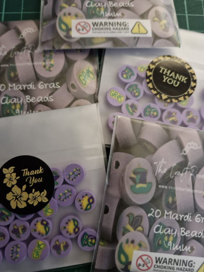 Mardi Gras Polymer Clay Beads