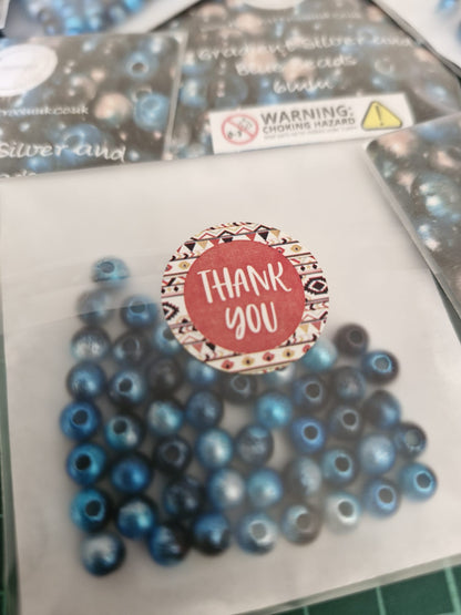 Gradient Silver and Blue Pearl Beads - The Craft Room UK