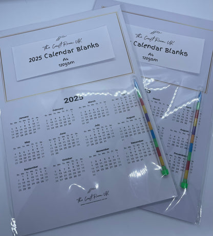 A4 2025 Blank Calendars