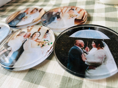 Personalised Photo Resin Wedding Keepsake Coasters