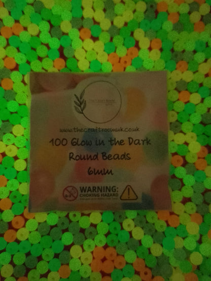 Glow in the Dark Round Beads - The Craft Room UK