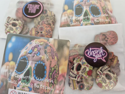 Colourful Wooden Skull Candy Buttons
