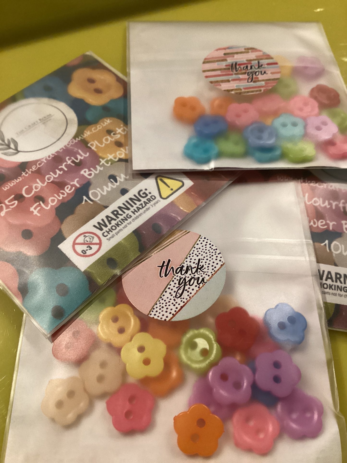 Colourful Plastic Flower Buttons