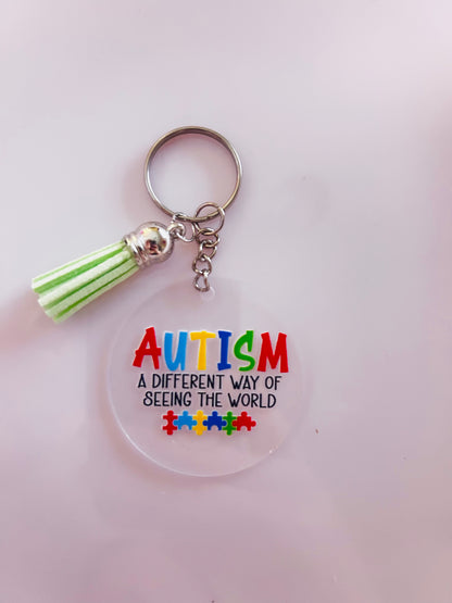 Acrylic Autism Awareness Keyring