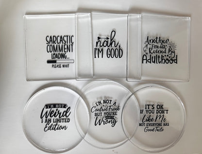 Adult Humour Sarcasm Resin Coasters