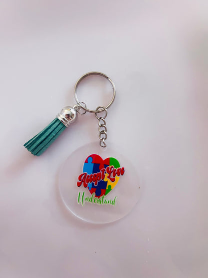 Acrylic Autism Awareness Keyring