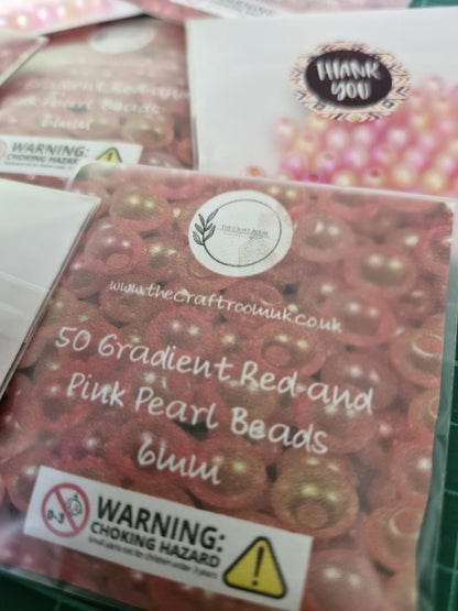 Gradient Red and Pink Pearl Beads - The Craft Room UK