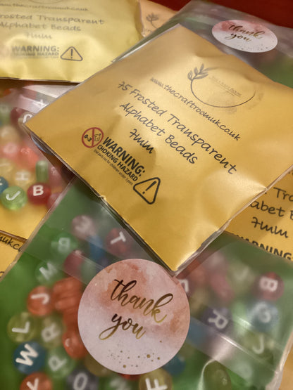 Frosted Transparent Alphabet Beads