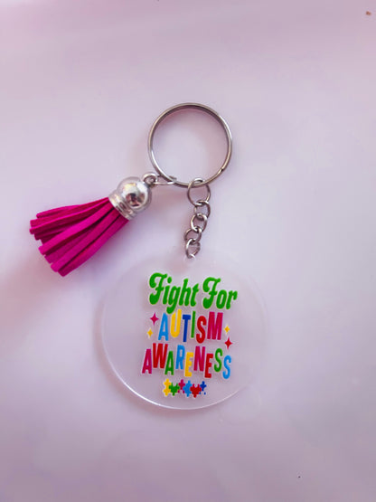 Acrylic Autism Awareness Keyring