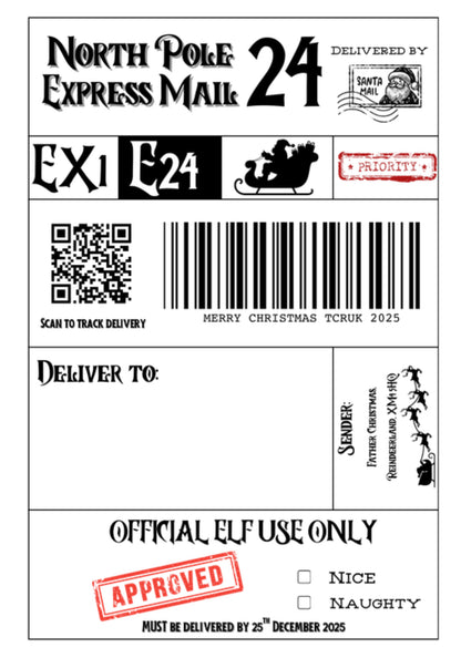 North Pole Express Mail Labels - 5 Pack