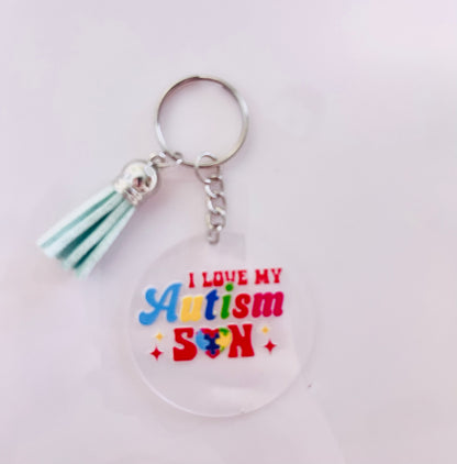 Acrylic Autism Awareness Keyring