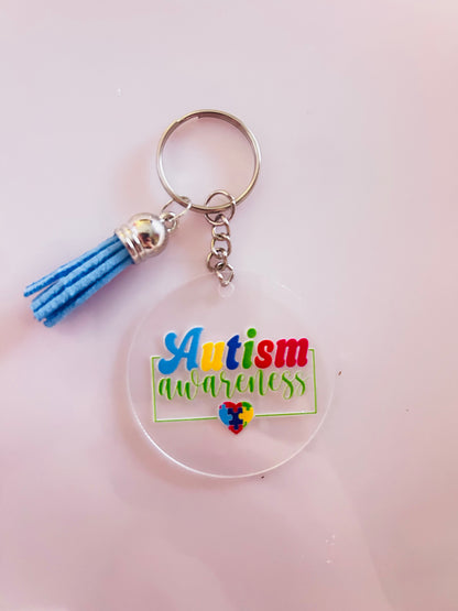 Acrylic Autism Awareness Keyring