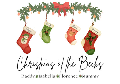 Personalised Family Fireplace Stocking Frames