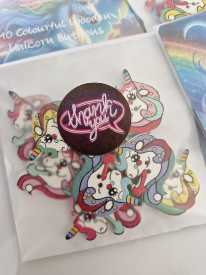 Colourful Wooden Unicorn Buttons